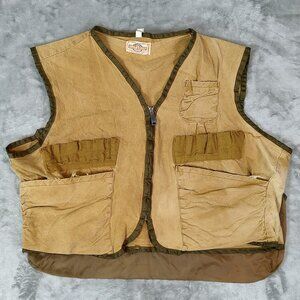 VTG 60s SafTBak hunting/shooting outdoors tan canvas zip up vest mens XXL